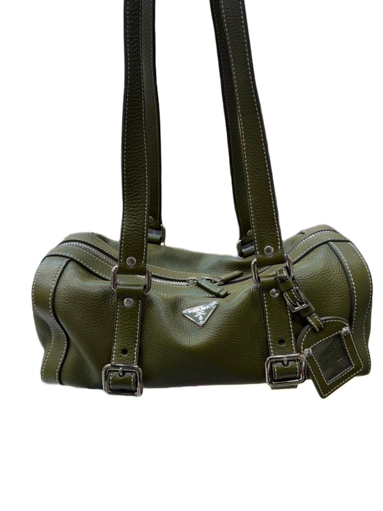 Prada Handbags - Prada Enameled Metal Triangle Bauletto bag